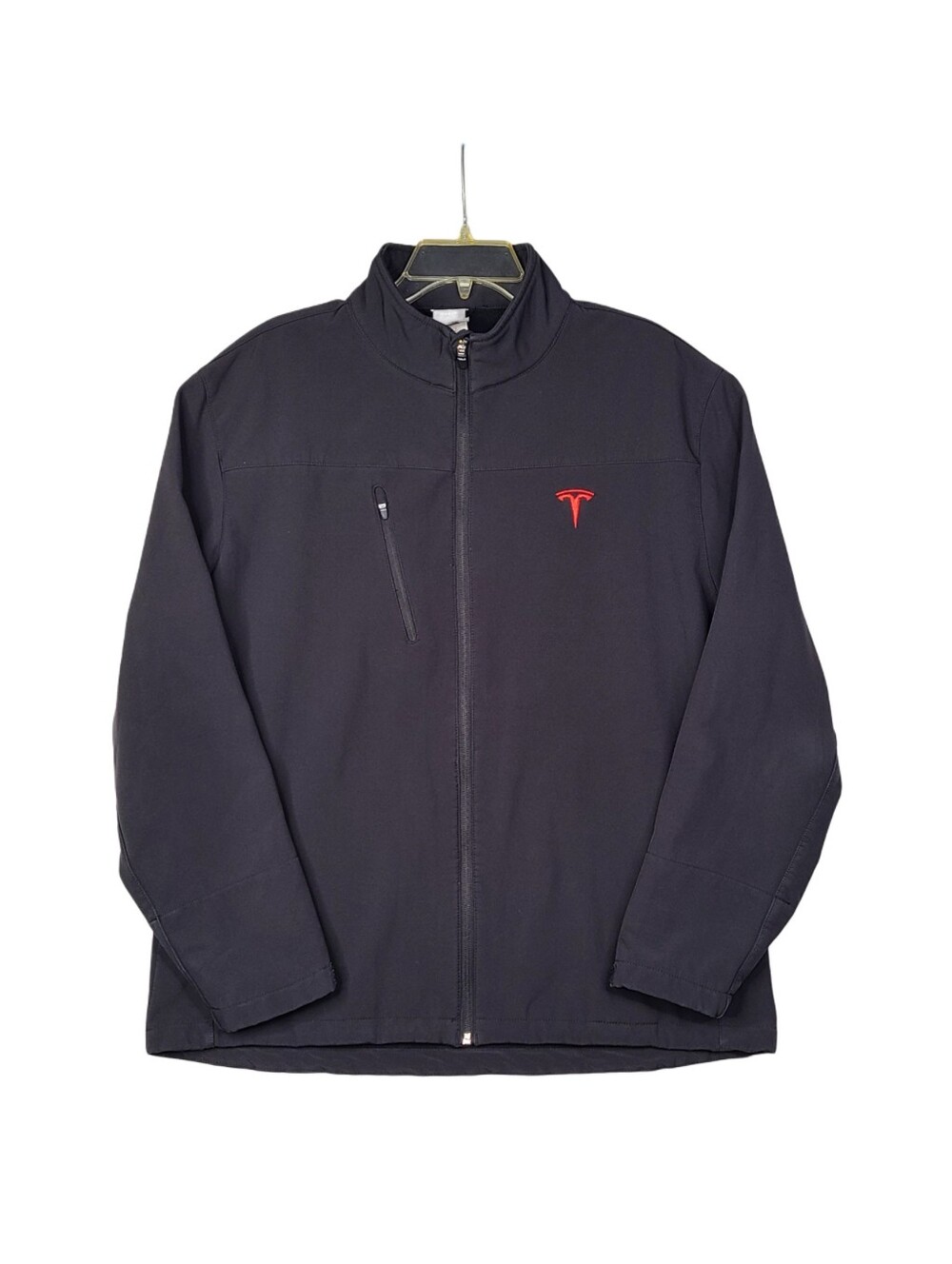 Tesla Motors Black Official Employee Soft Shell Full Zip Logo Jacket Sz L (READ)
